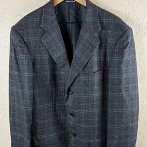 Pal Zileri Colombo Cashmere Gray Plaid Men’s Blazer Sportcoat Coat Italy size 52
